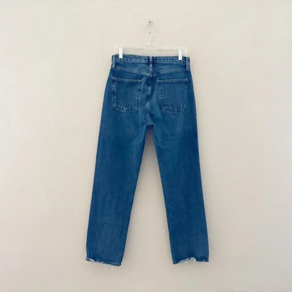 Agolde 90s Pinch Waist Straight Jeans High Rise Med Indigo Blue Button Fly 28 - Picture 6 of 16
